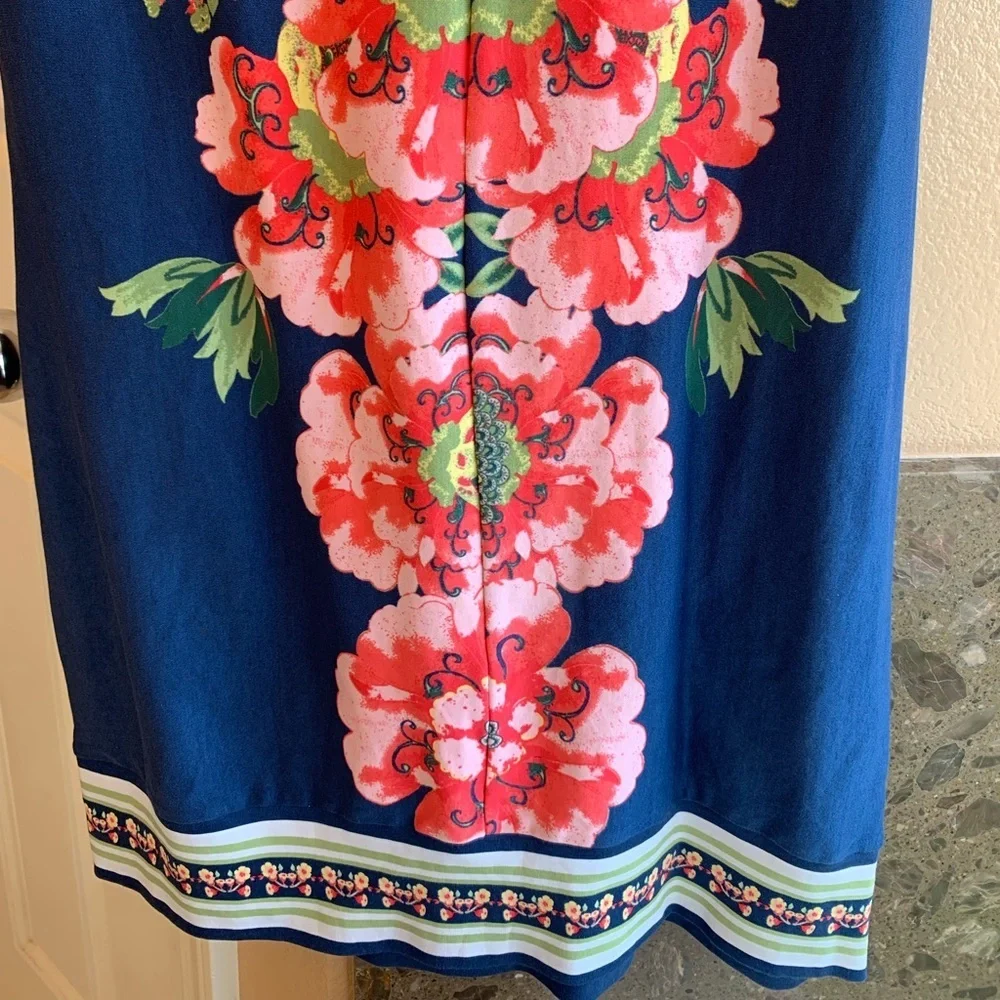 NY & Co Floral dress/tunic sleeveless sheath blue - Picture 7 of 8
